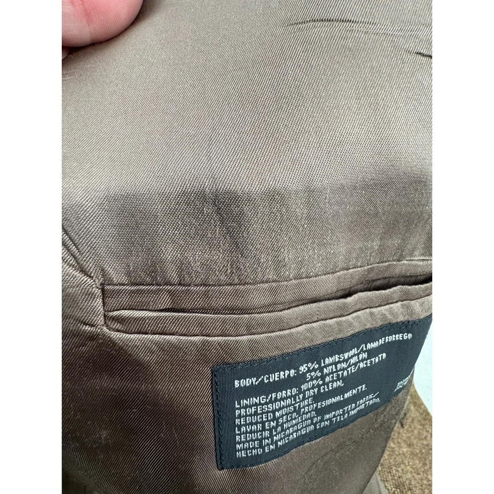 Stafford Jacket Blazer Mens Size 46L Brown Lambswool‎ Blend Elbow Patches
